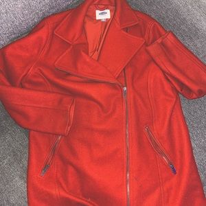 Long red trench coat